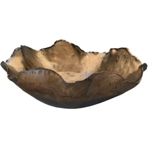 Coastal Style Gold Ceramic Peony Bowl