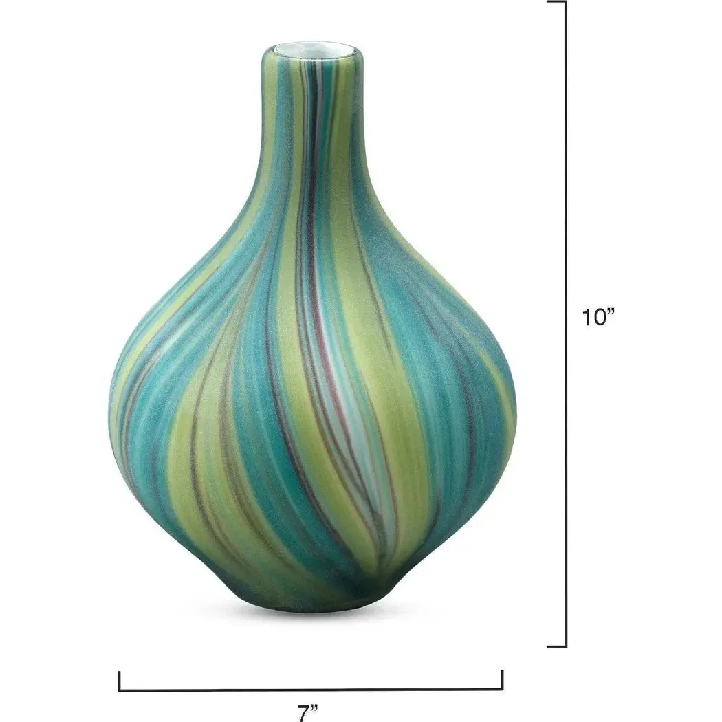 Coastal Style Green Glass Stream Vessels (set of 3)