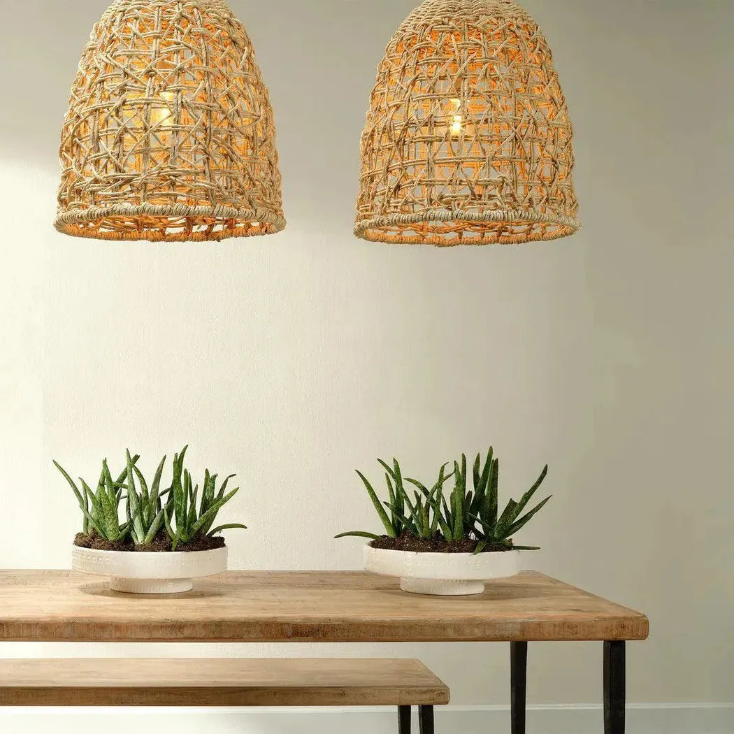 Coastal Style Natural Corn Straw Rope Netted Pendant