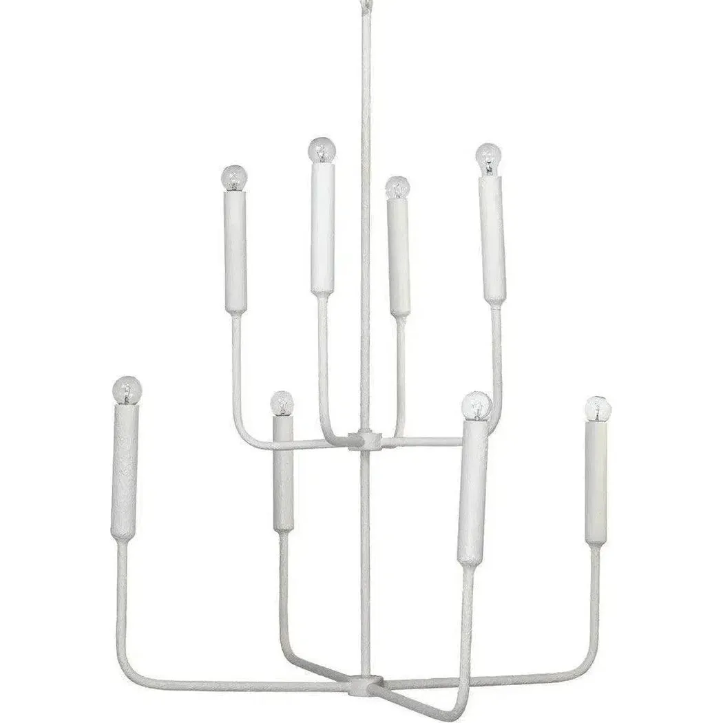 Coastal Style White Gesso Mercer Two Tier Chandelier
