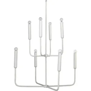 Coastal Style White Gesso Mercer Two Tier Chandelier