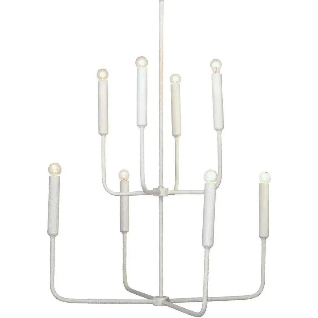 Coastal Style White Gesso Mercer Two Tier Chandelier