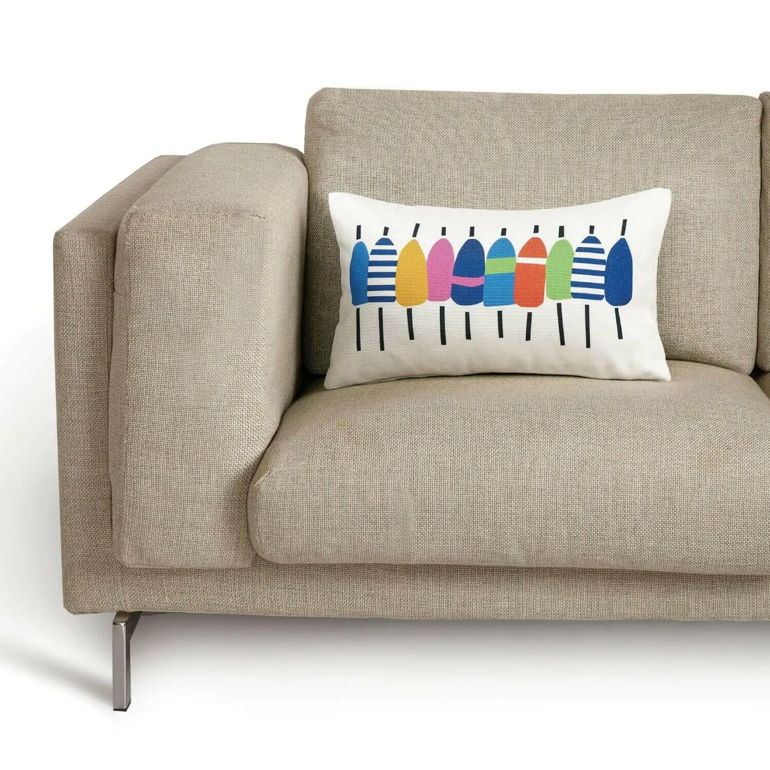 Colorful Buoy Pillow, Indoor/Outdoor Coastal Pillow