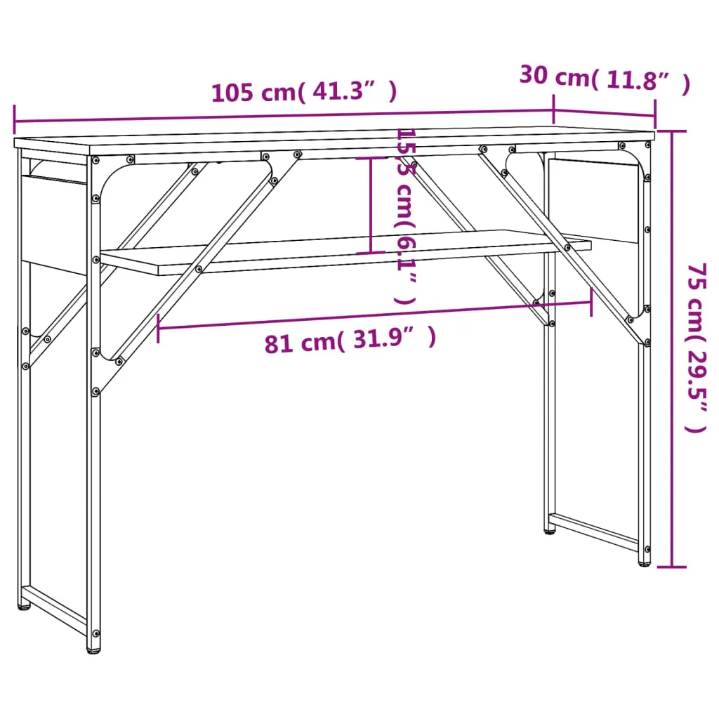 Console Table with Shelf Behind Sofa Desk Furniture Engineered Wood