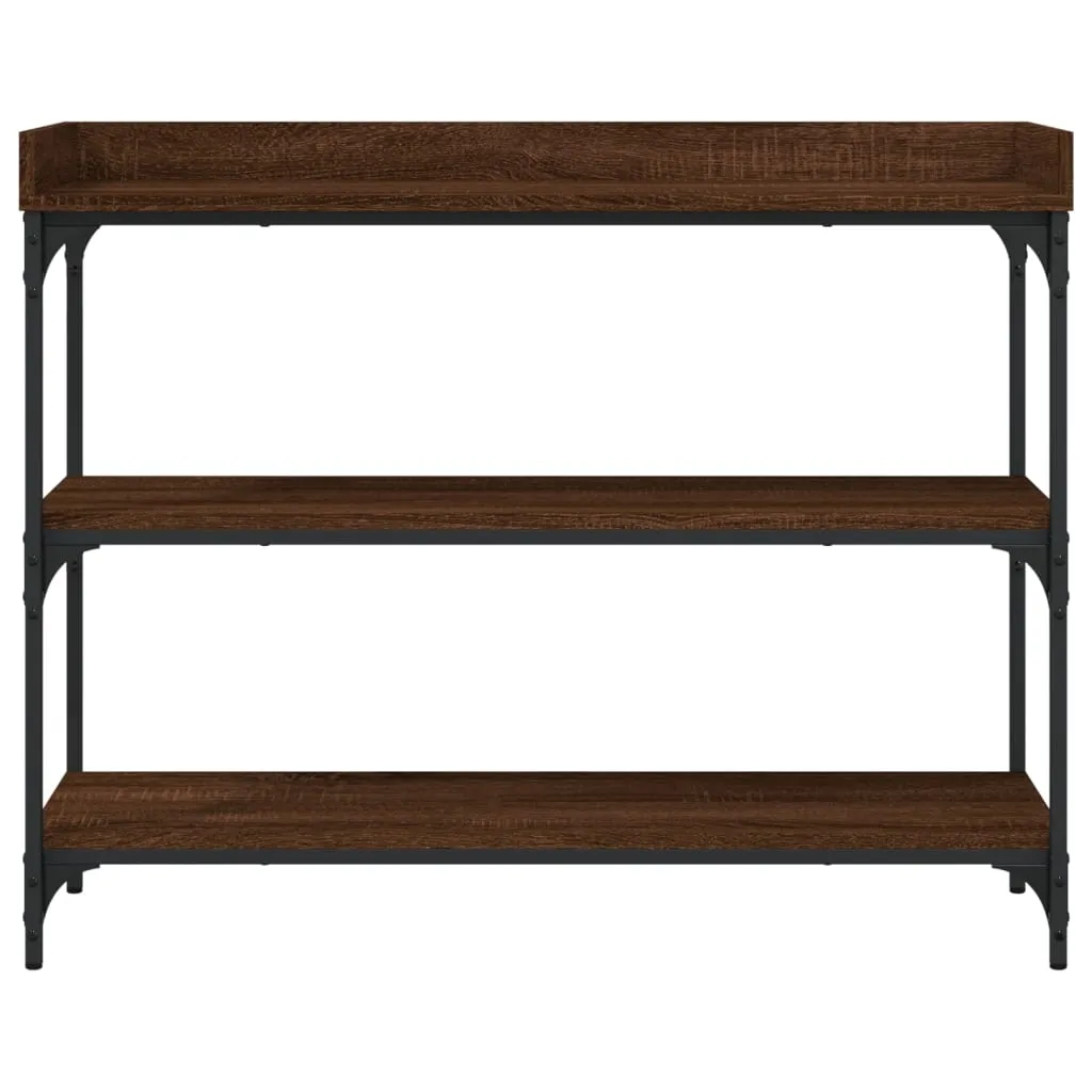 Console Table with Shelves Brown Oak 39.4"x11.8"x31.5"