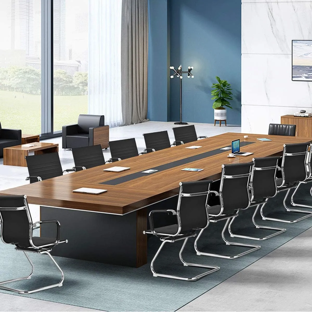 Corfu Visitors-Mid-Back Meeting Room PU Office Chair with Chrome Armrest