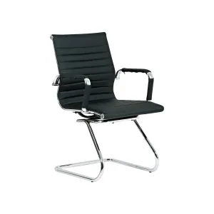 Corfu Visitors-Mid-Back Meeting Room PU Office Chair with Chrome Armrest