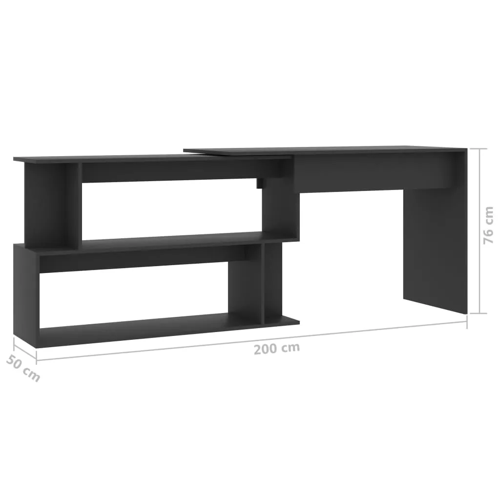 Corner Desk Grey 200x50x76 cm Engineered Wood