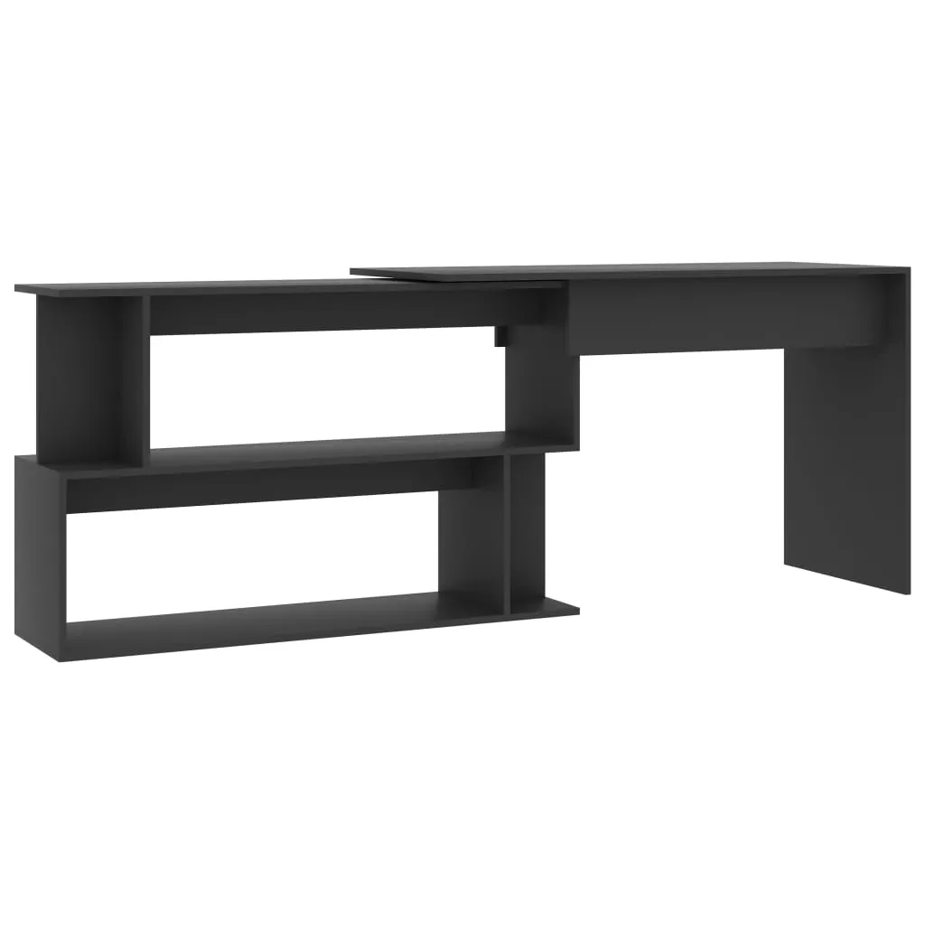 Corner Desk Grey 200x50x76 cm Engineered Wood