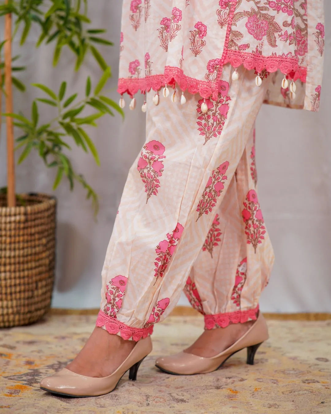 Cotton Handblock Kodi Detailed Afgani Set