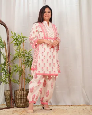 Cotton Handblock Kodi Detailed Afgani Set
