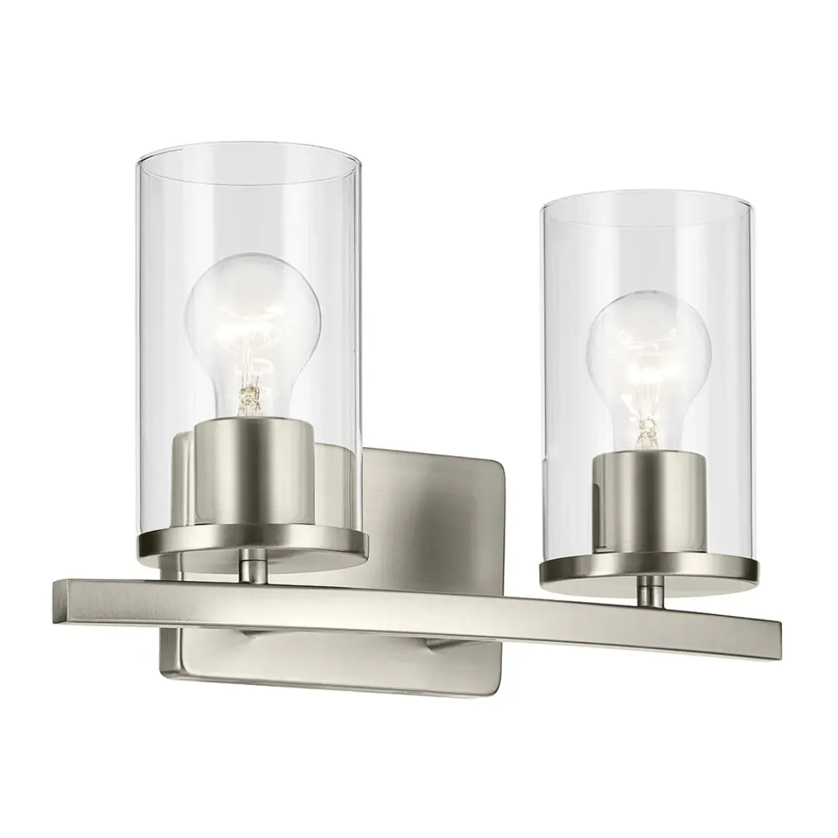 Crosby 15" 2-Light Vanity Light with Clear Glass, Brushed Nickel Finish