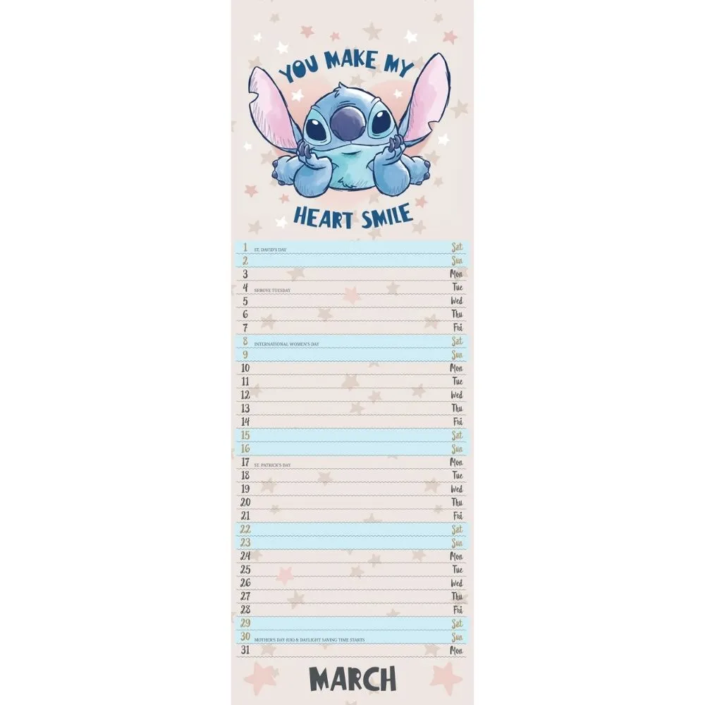 DISNEY STITCH 2025 SLIM CALENDAR (PLASTIC-FREE)