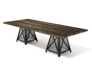Dover Modern Industrial Conference Table - Steel Base - Hardwood Top