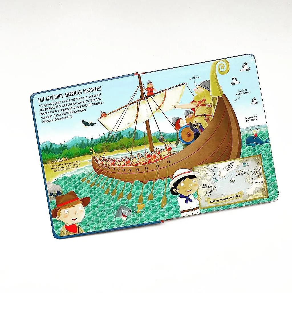 Famous Explorers (Lift-the-flap History) Hardcover Book - Humorous scene packed with facts and interactive flaps, Kids Book