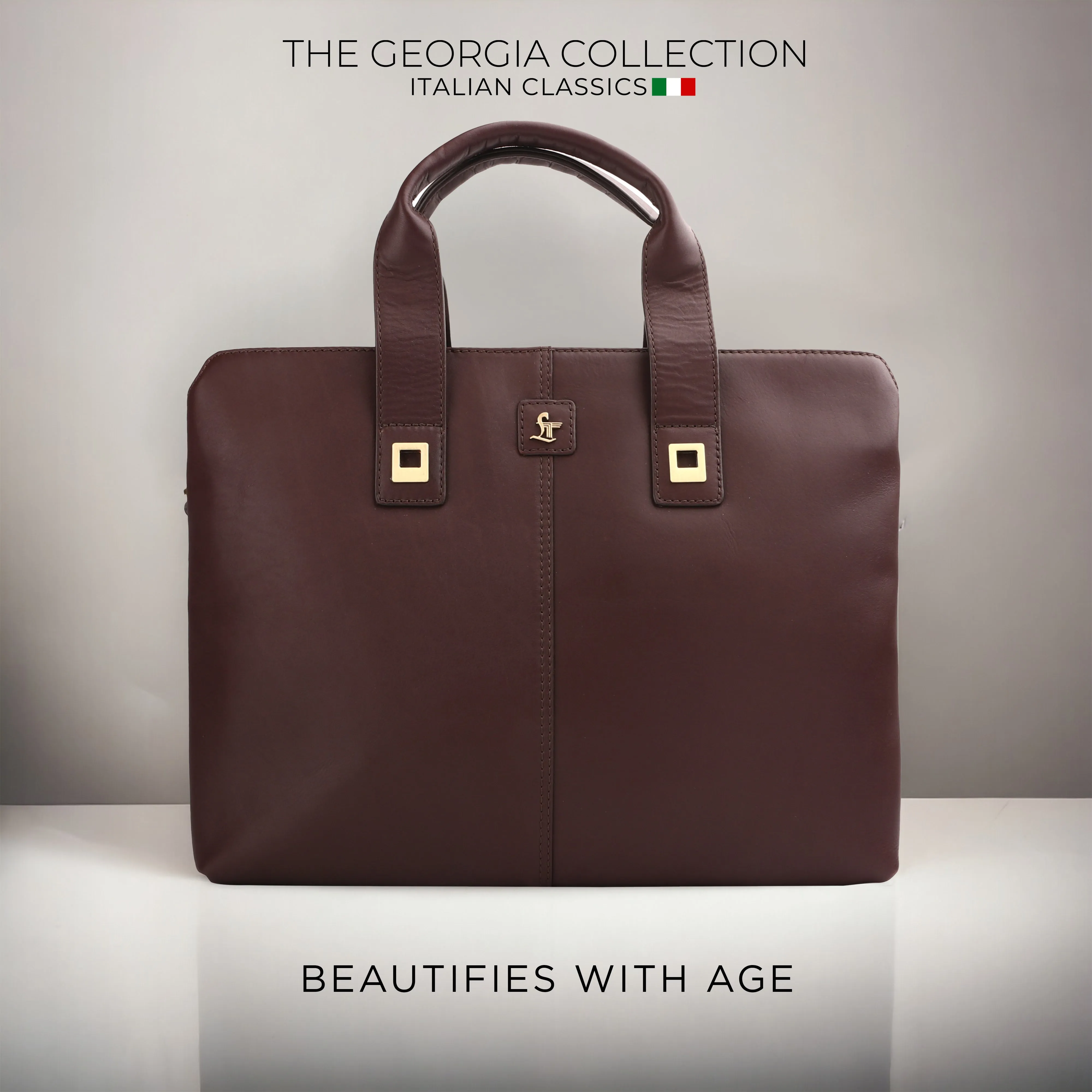 Georgia Collection Leather Laptop Bag for Women | 100% Genuine Leather | Cherry | Fits 15.5" laptops