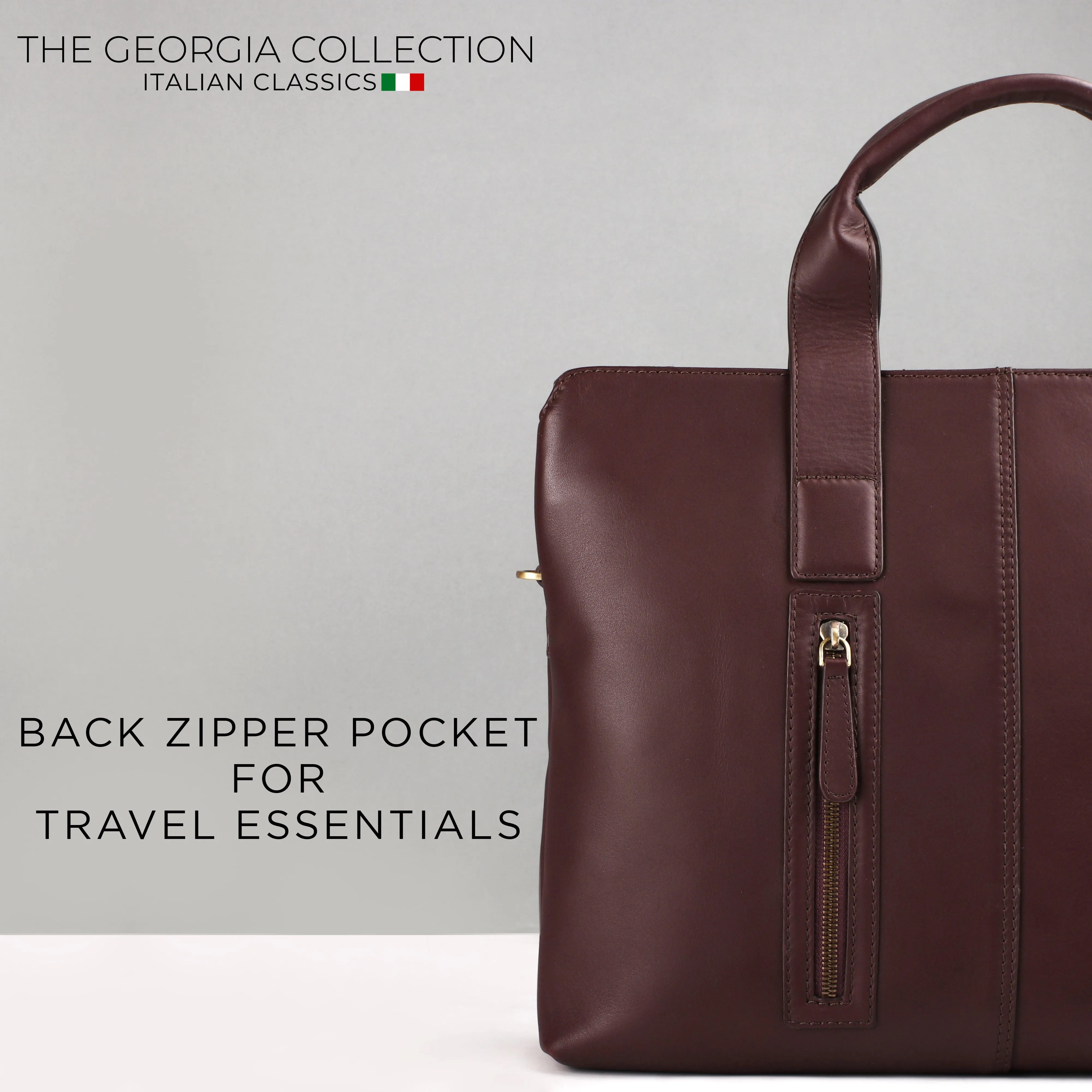 Georgia Collection Leather Laptop Bag for Women | 100% Genuine Leather | Cherry | Fits 15.5" laptops