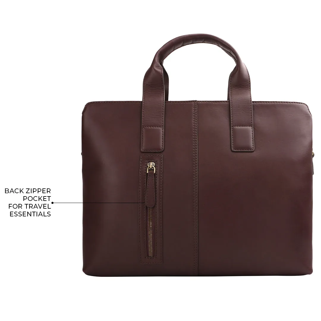 Georgia Collection Leather Laptop Bag for Women | 100% Genuine Leather | Cherry | Fits 15.5" laptops
