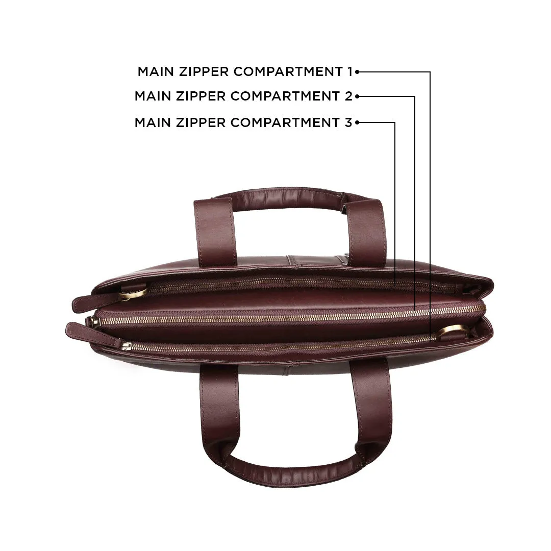 Georgia Collection Leather Laptop Bag for Women | 100% Genuine Leather | Cherry | Fits 15.5" laptops