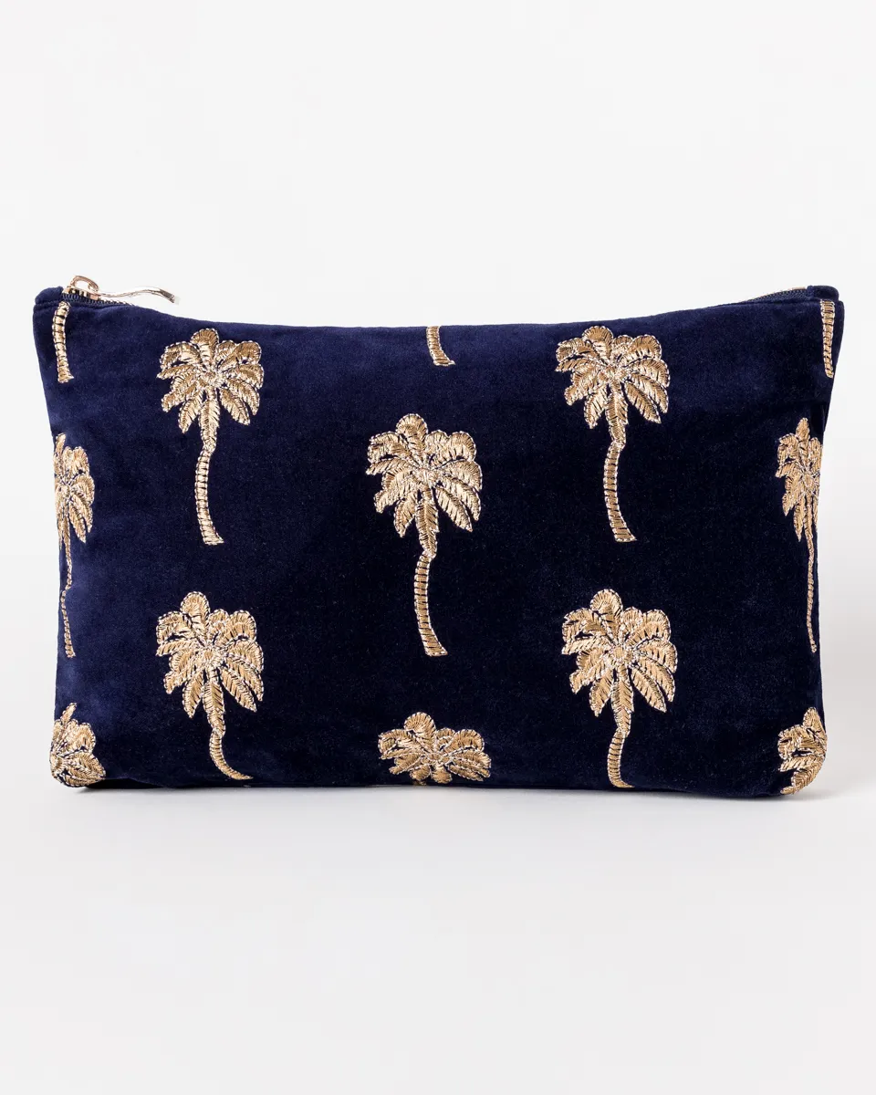 Gold Palm Everyday Pouch in Navy