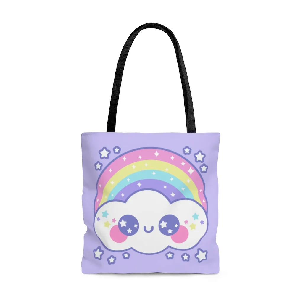 Happy Rainbow Cloud Tote Bag