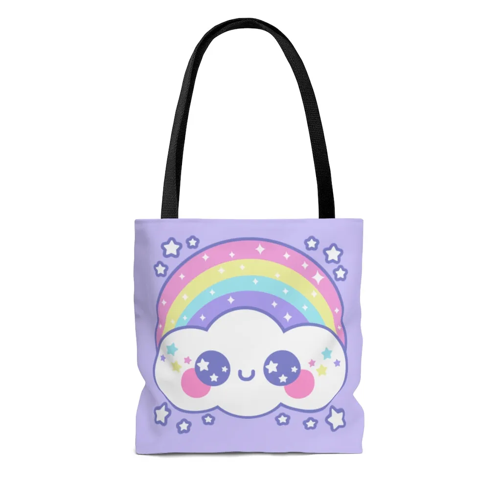Happy Rainbow Cloud Tote Bag