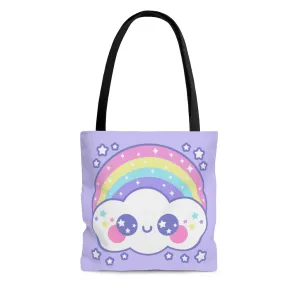 Happy Rainbow Cloud Tote Bag