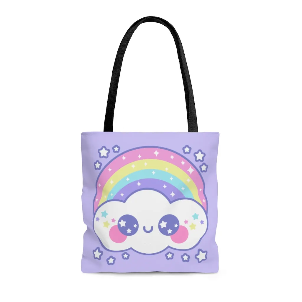 Happy Rainbow Cloud Tote Bag