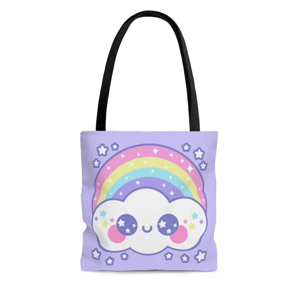 Happy Rainbow Cloud Tote Bag