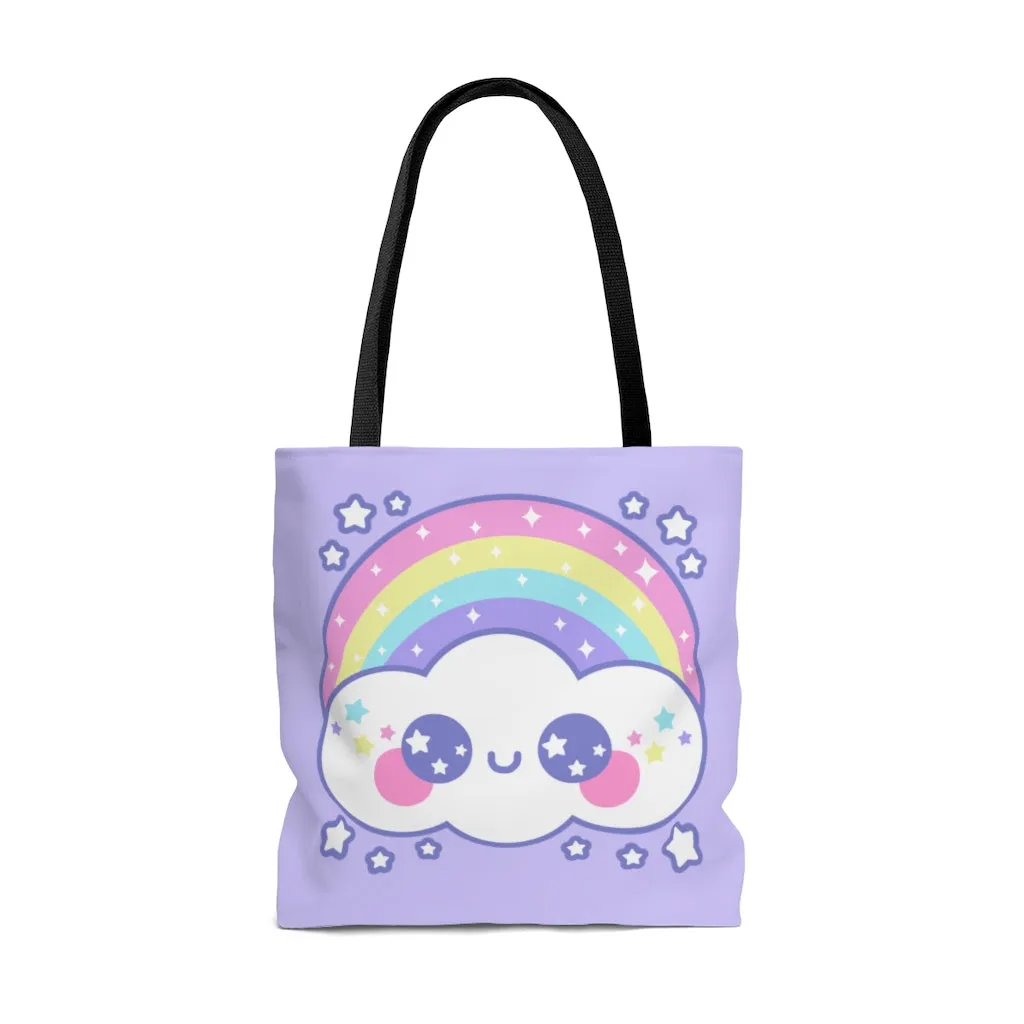 Happy Rainbow Cloud Tote Bag
