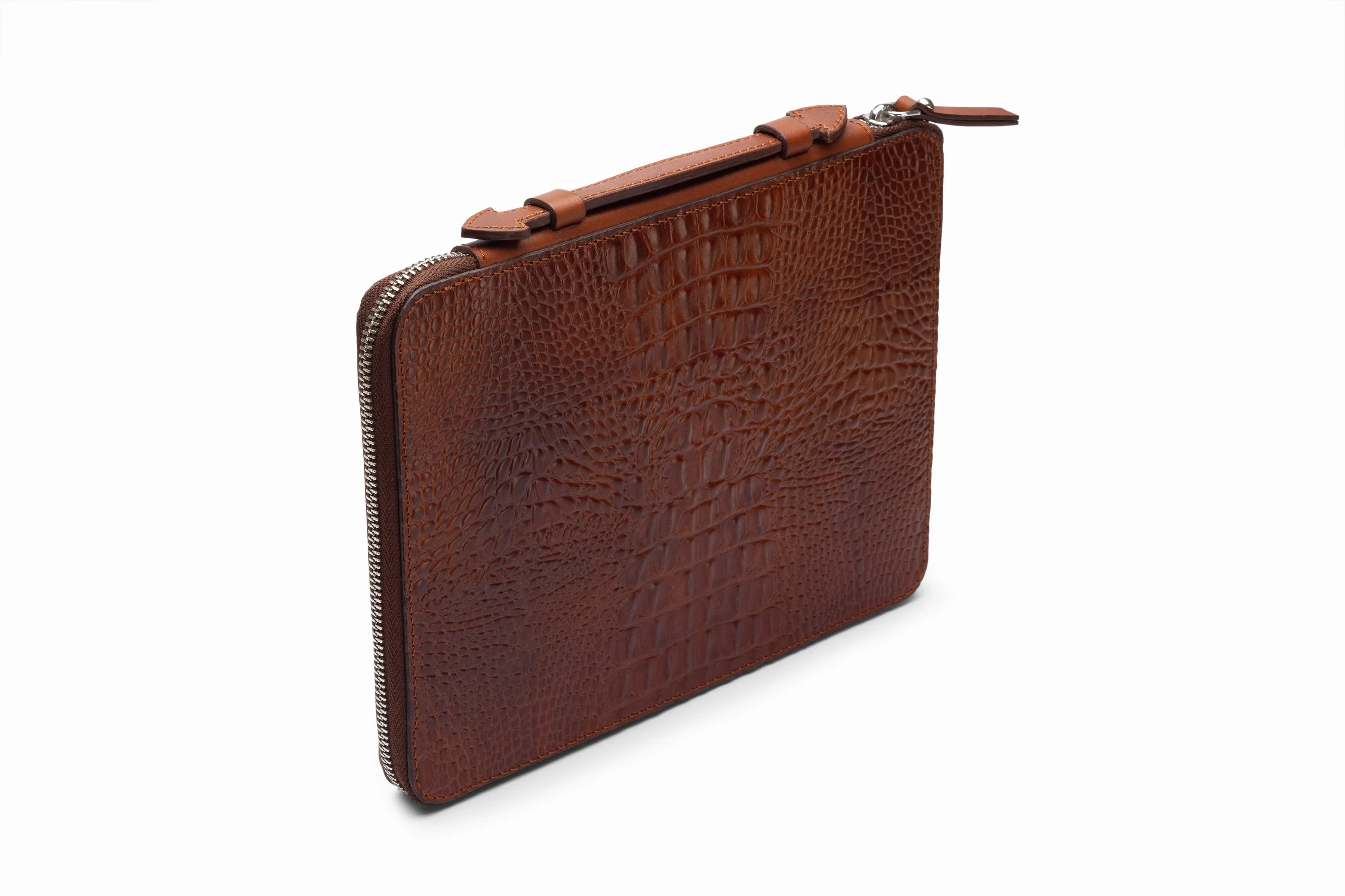 IPAD CASE CROC BROWN