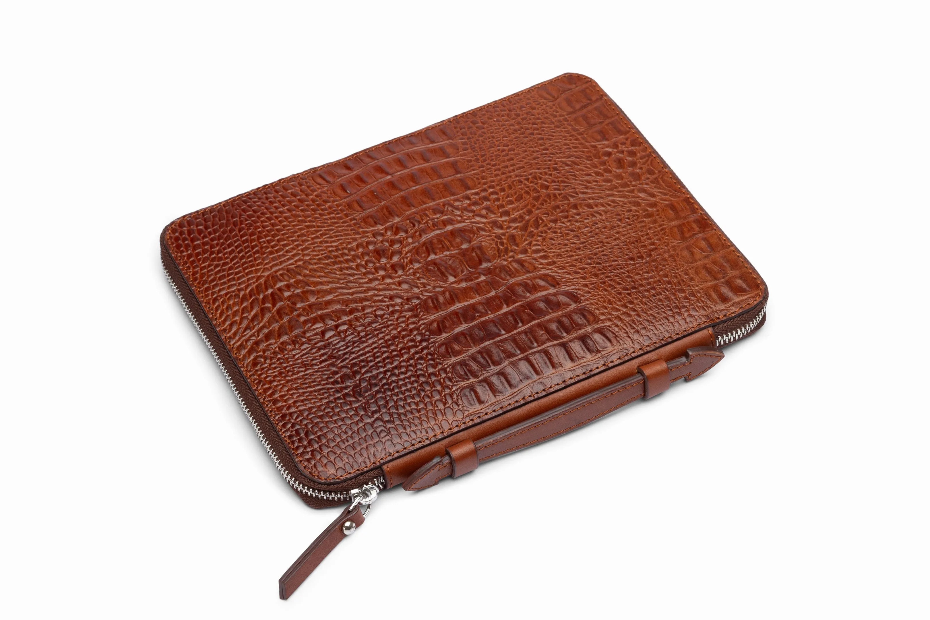 IPAD CASE CROC BROWN