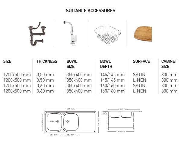 L017 LAY ON SERIES DOUBLE BOWLS KITCHEN SINK