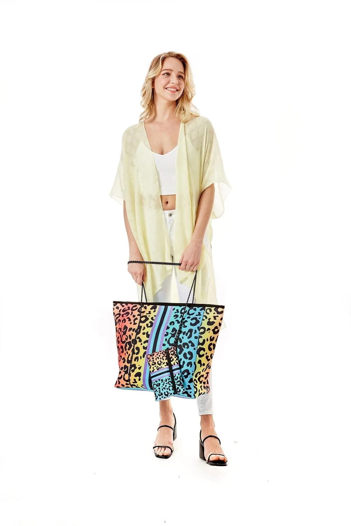 LOA374 Rainbow Leopard Beach Tote