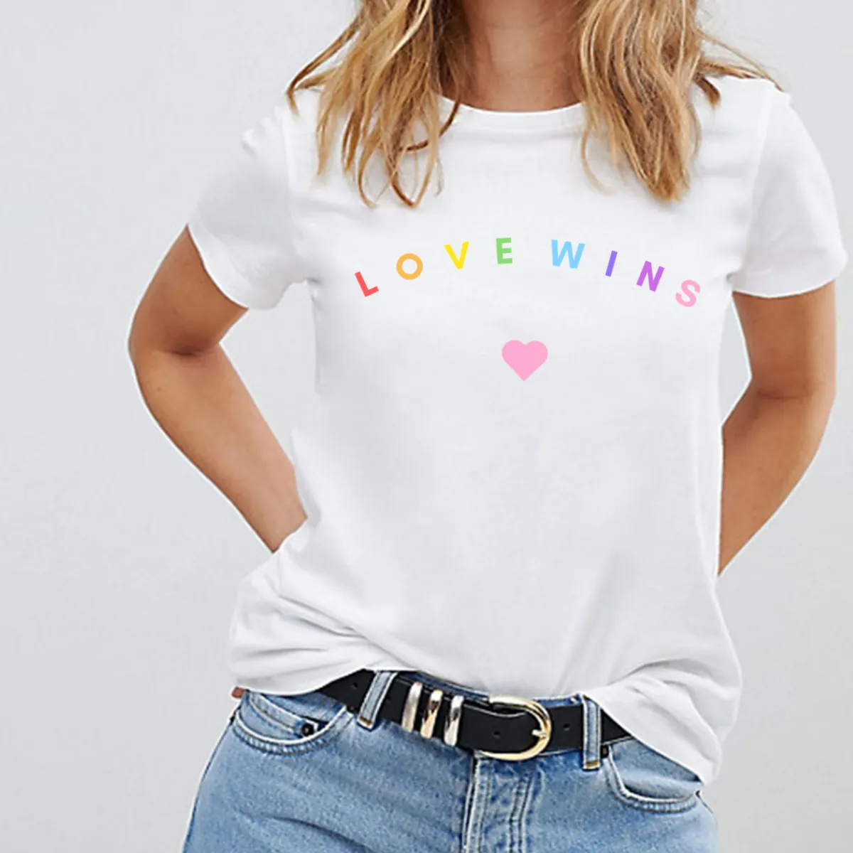 Love Wins Pastel Heart LGBTQ  Pride T-Shirt