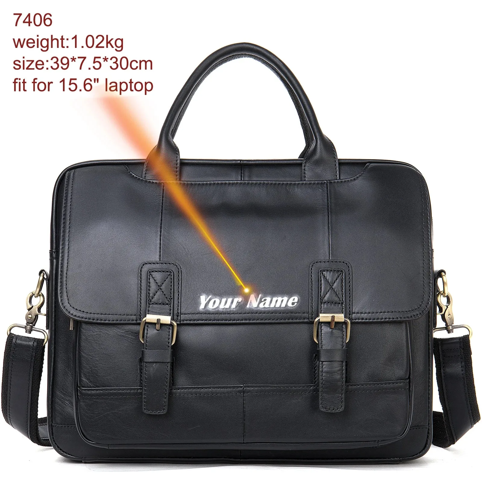 Men's Leather Bag Office Messenger Briefcase Fits For 15.6"Laptops