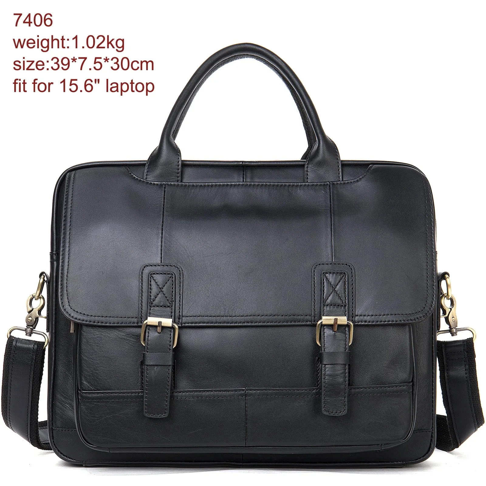 Men's Leather Bag Office Messenger Briefcase Fits For 15.6"Laptops