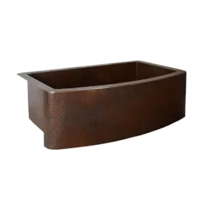 Native Trails Rhapsody Hammered Copper Curved Farmhouse Apron Kitchen Sink