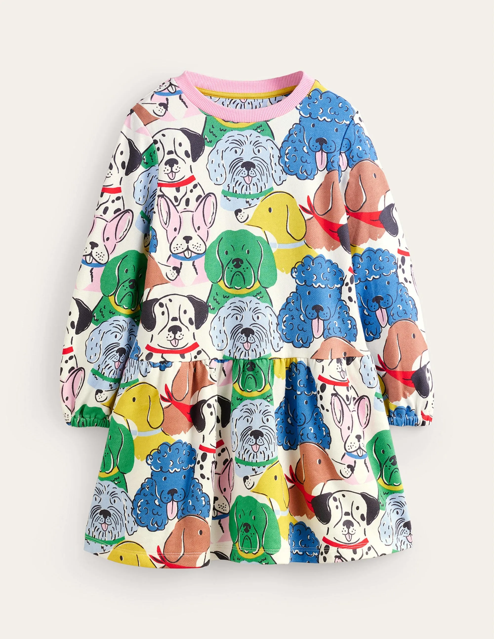 Printed Sweatshirt Dress-Multi Dogs