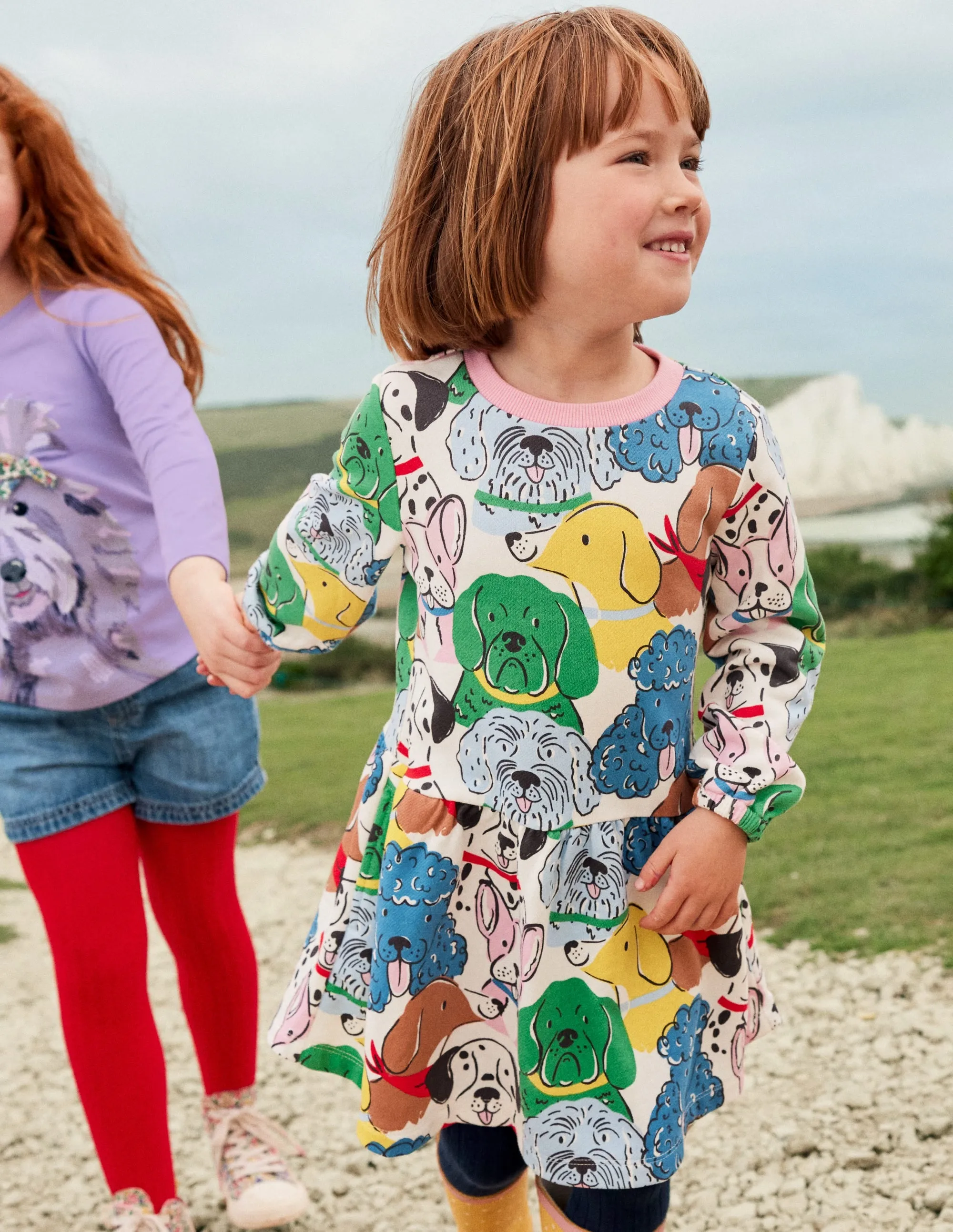 Printed Sweatshirt Dress-Multi Dogs