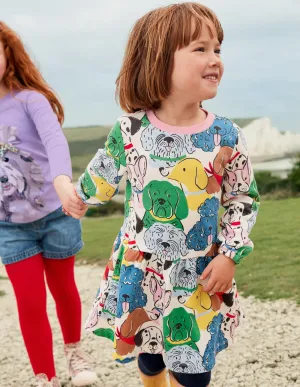 Printed Sweatshirt Dress-Multi Dogs