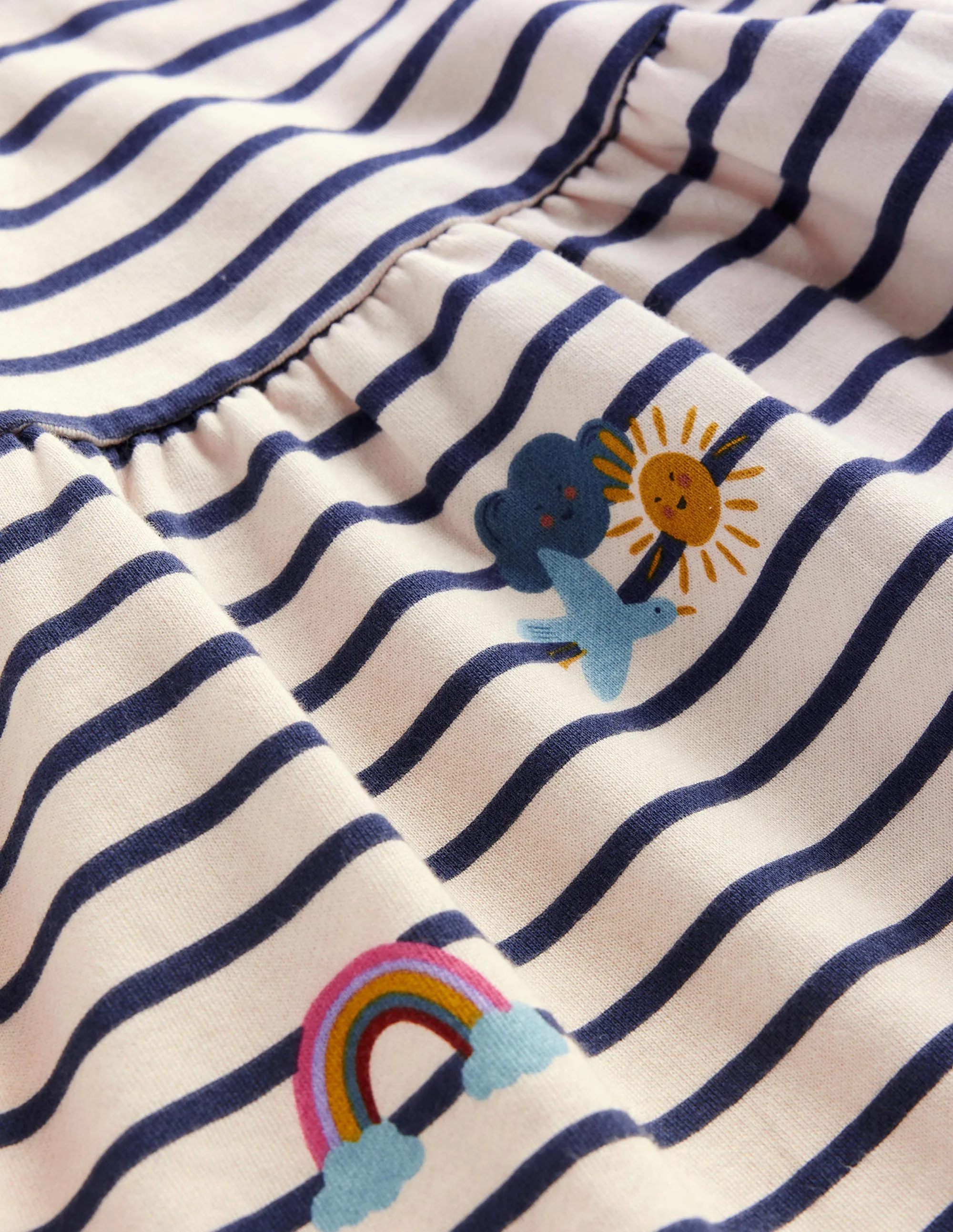 Printed Sweatshirt Dress-Stripe Rainbow Clouds