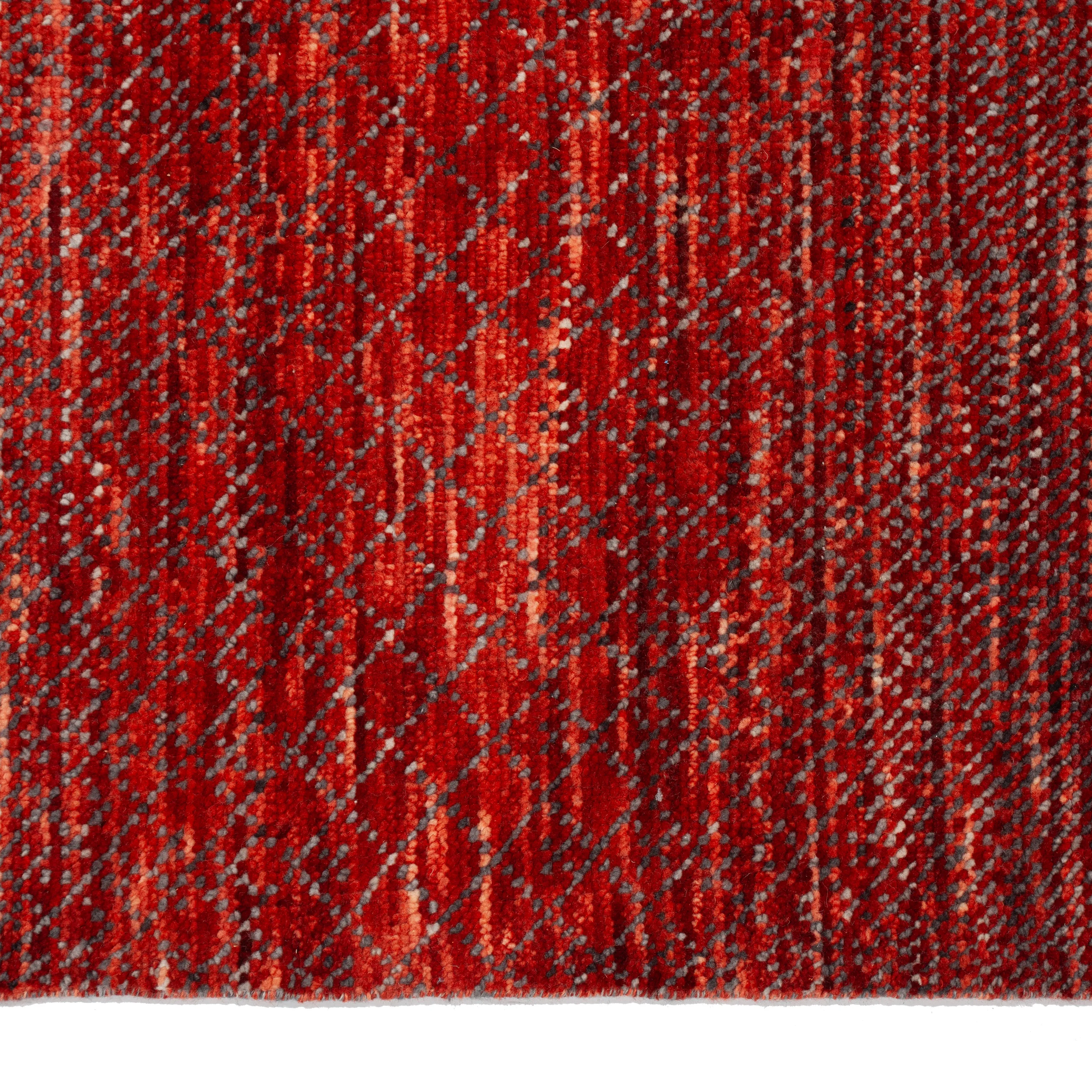 Red Modern Wool Rug - 10'1" x 14'