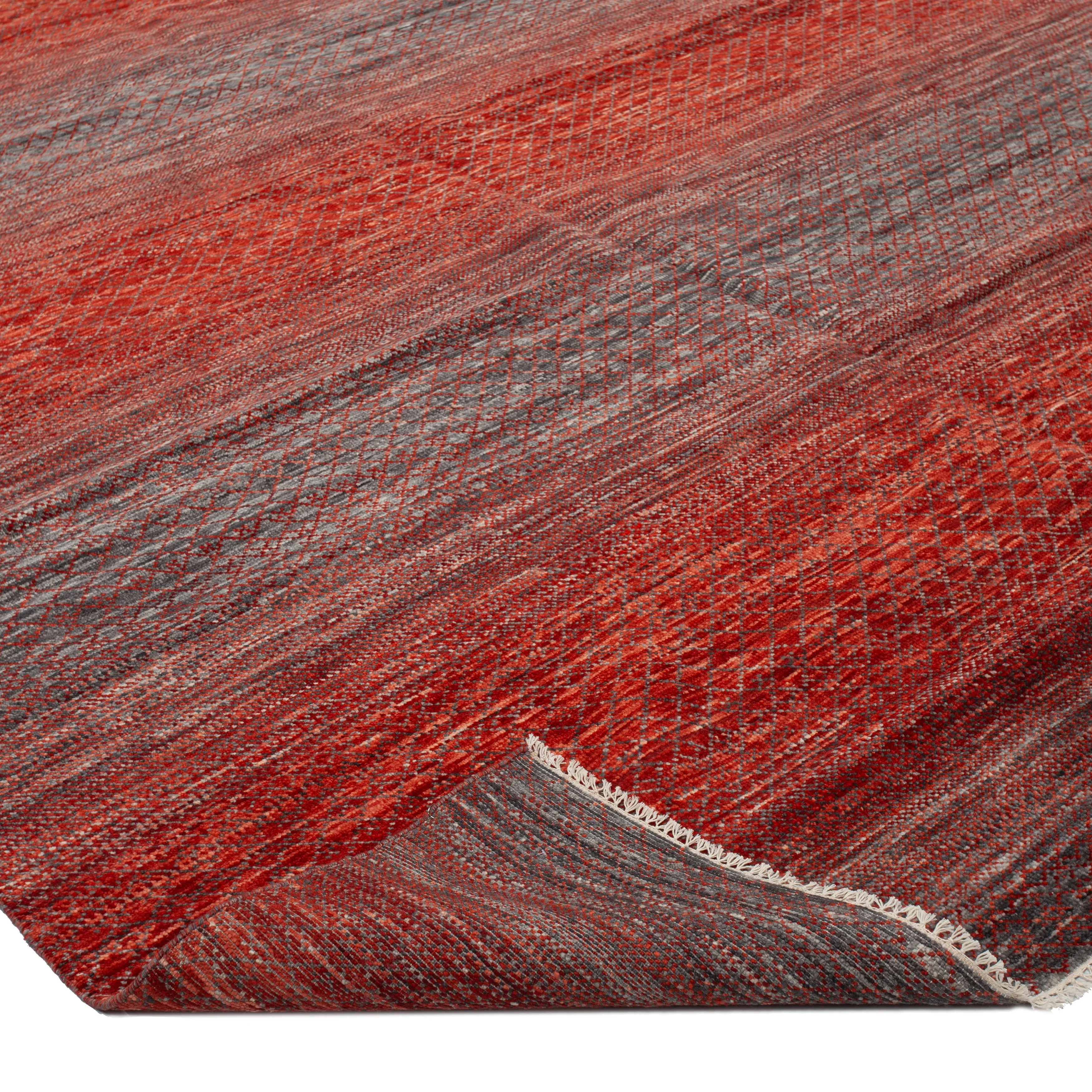 Red Modern Wool Rug - 10'1" x 14'