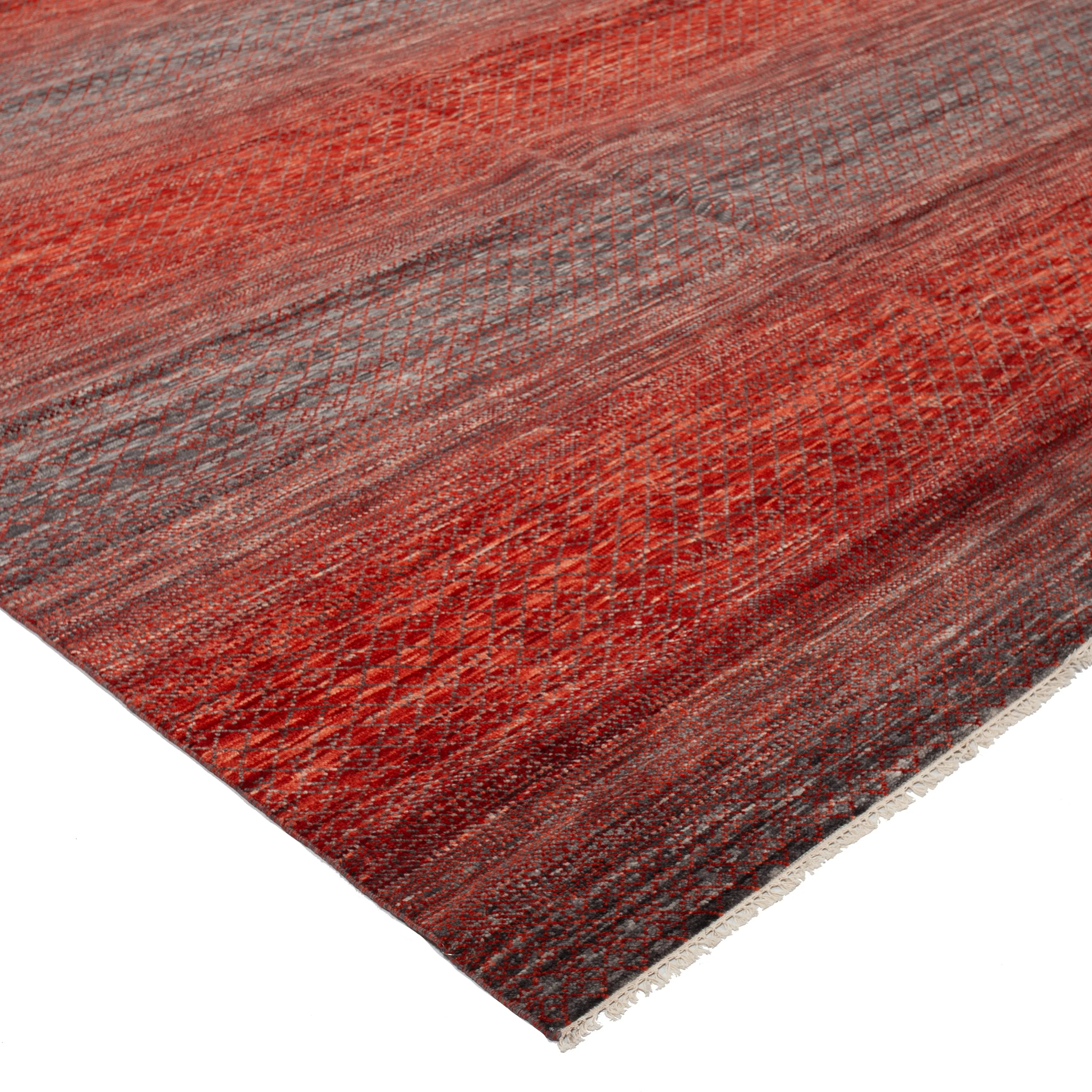 Red Modern Wool Rug - 10'1" x 14'