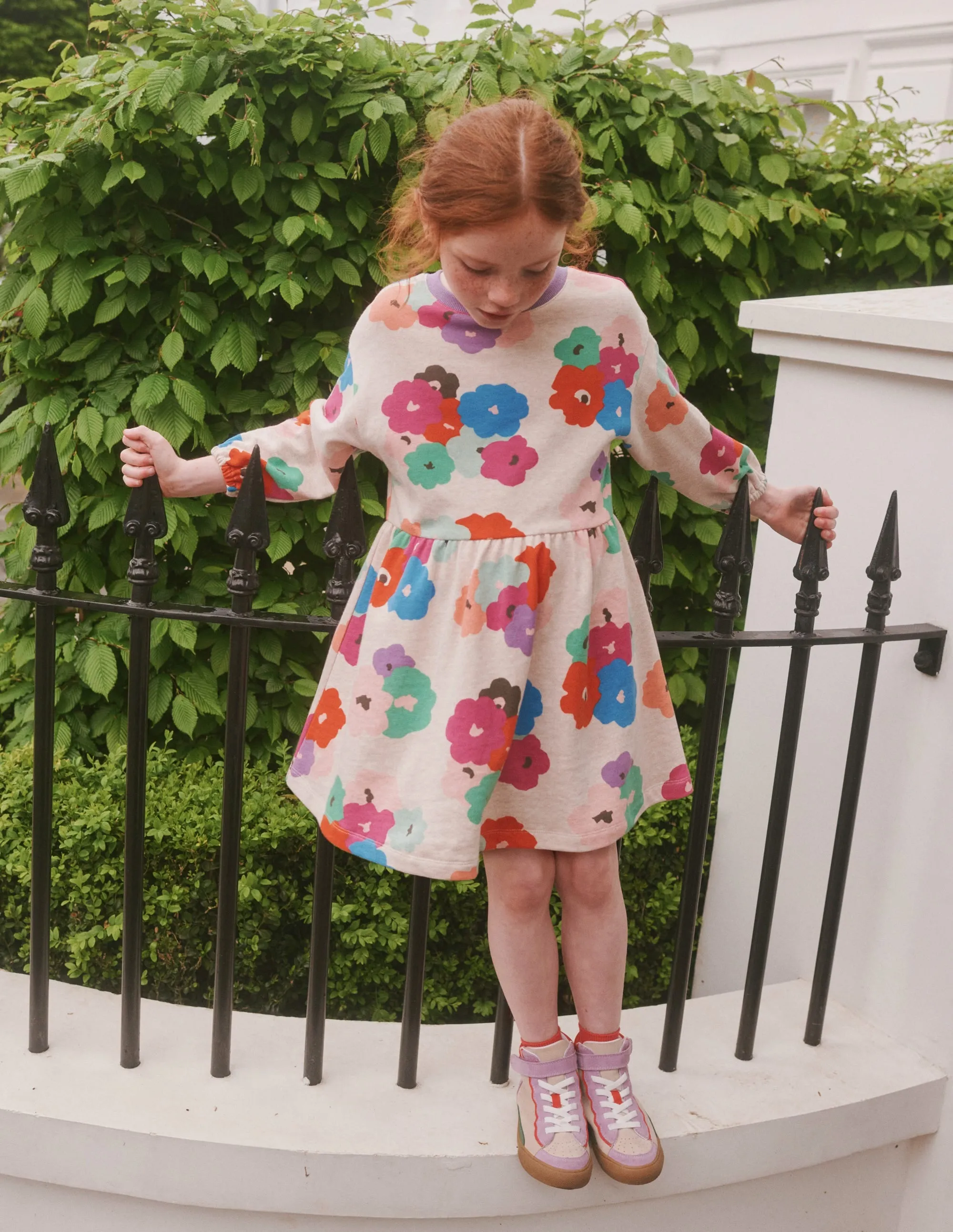 Relaxed Printed Sweat Dress-Mutli Abstract Floral