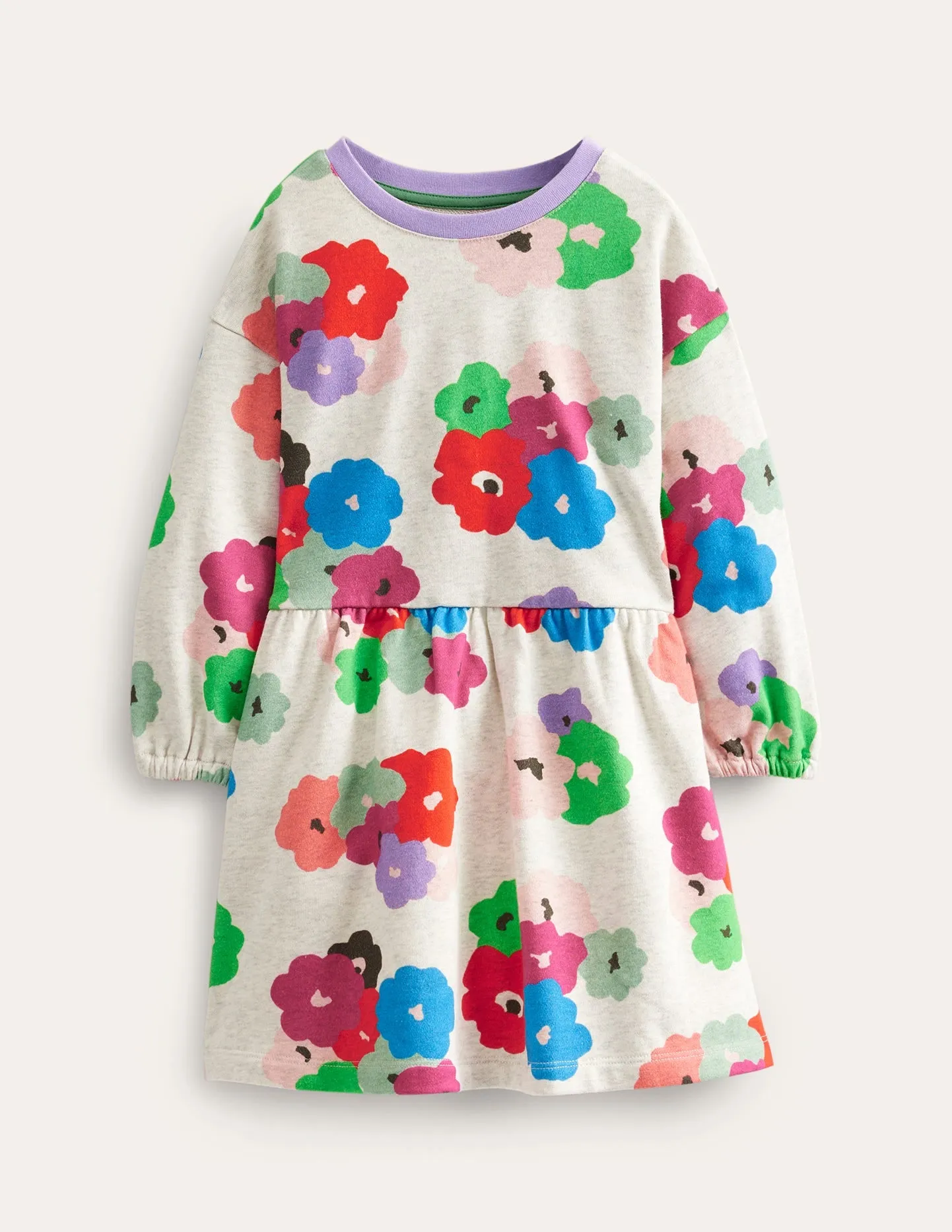 Relaxed Printed Sweat Dress-Mutli Abstract Floral