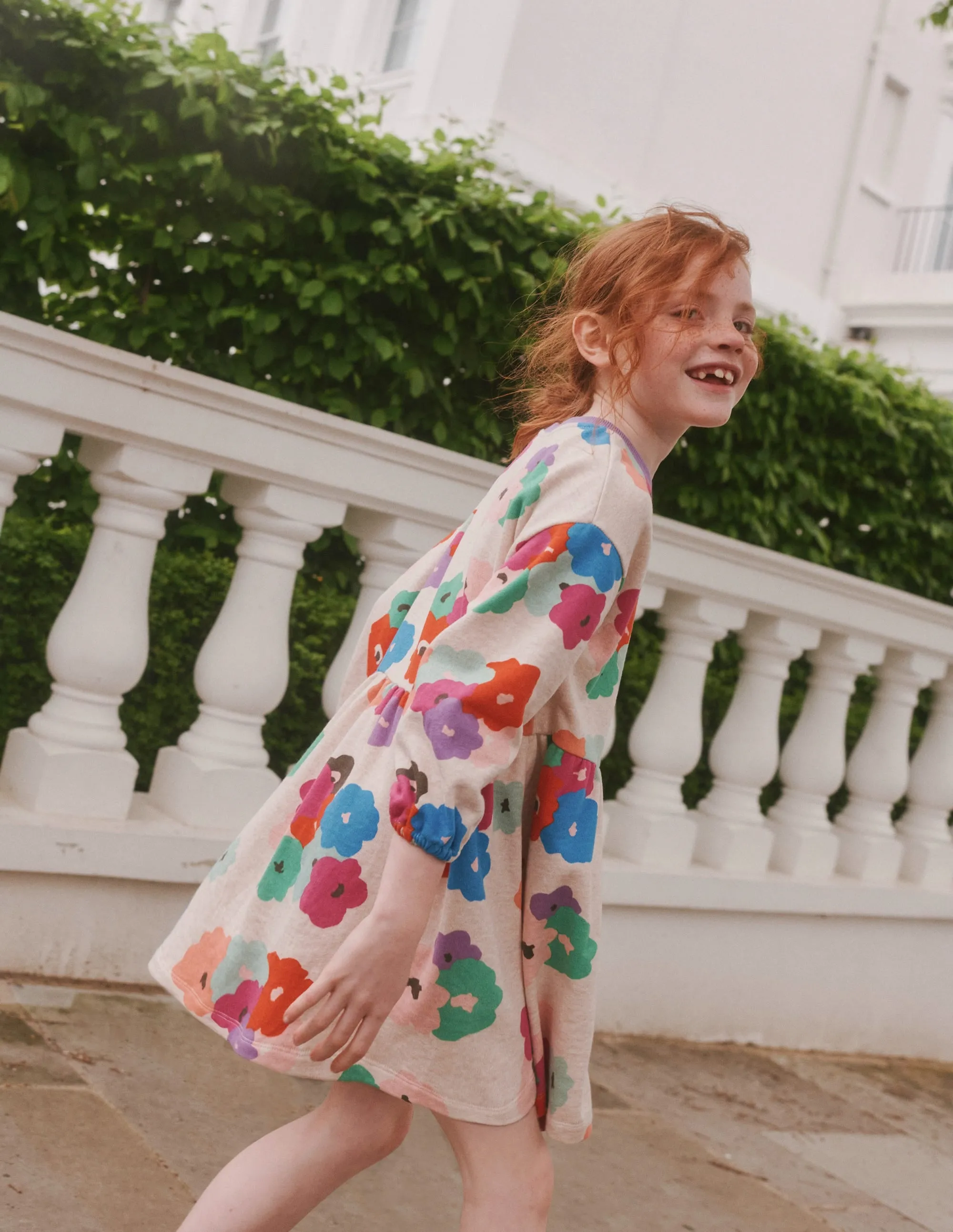 Relaxed Printed Sweat Dress-Mutli Abstract Floral
