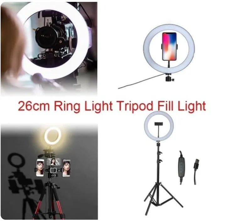 Ring Light 26cm   Light Stand Tripod 2M (Plus Bag)