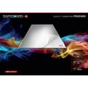 Safeguard Laminating Pouch 80 Micron A3 Clear Pack 25